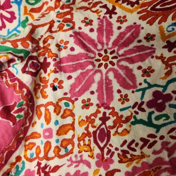 Lauren Ralph Lauren Womens Medium Cotton Paisley Boho Button Up Shirt Multi - Picture 4 of 9